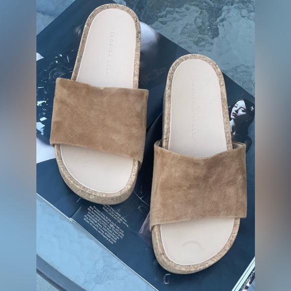 Veronica Beard Dresdyn Caramel Platform Slide Cork Sandal Size 8M - Picture 3 of 13